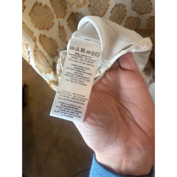 Kimchi Blue Rhinestone Beaded Gem Gold Metallic Jacquard Halter Blouse S 4-8 - Picture 7 of 7